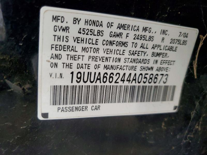 67728186 :رقم المزاد ، 19UUA66244A058673 vin ، 2004 Acura Tl مزاد بيع
