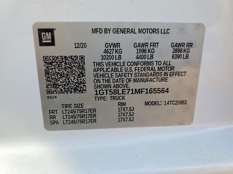 Продажа на аукционе авто 2021 Gmc Sierra, vin: 1GT58LE71MF165564, номер лота: 70183596