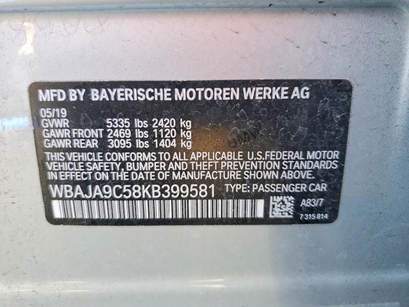 69345096 :رقم المزاد ، WBAJA9C58KB399581 vin ، 2019 Bmw 530e مزاد بيع