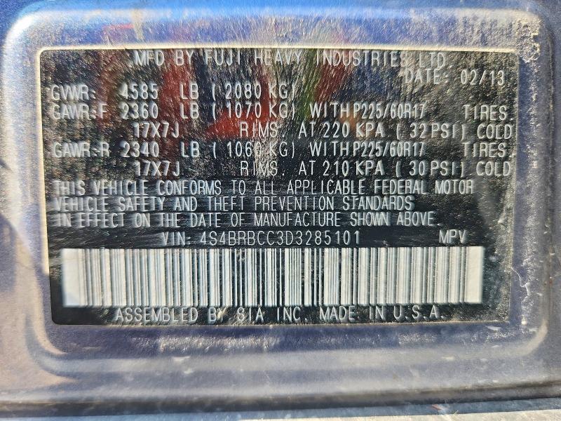 Продаж на аукціоні авто 2013 Subaru Outback, vin: 4S4BRBCC3D3285101, номер лоту: 67409386