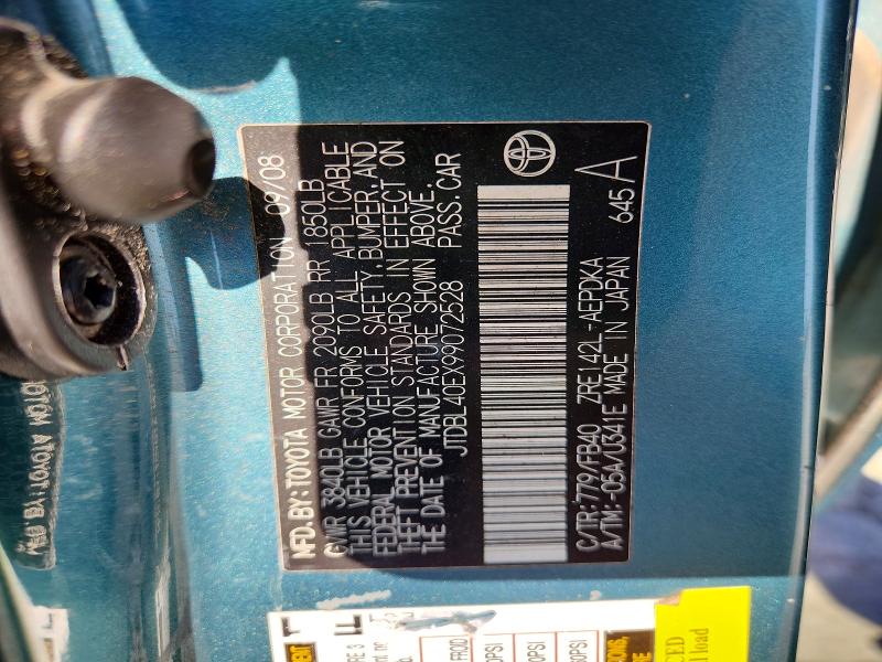 Aukcja sprzedaży 2009 Toyota Corolla, vin: JTDBL40EX99072528, numer aukcji: 70164996