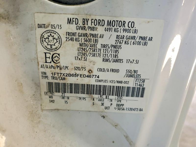 Auction sale of the 2015 Ford F250, vin: 1FT7X2B65FED46774, lot number: 69227446