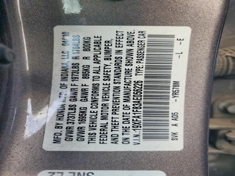 Aukcja sprzedaży 2010 Honda Civic, vin: 19XFA1F83AE056226, numer aukcji: 68441906