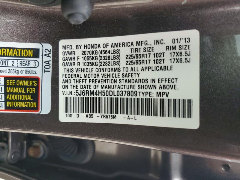 Продаж на аукціоні авто 2013 Honda Cr-v, vin: 5J6RM4H50DL037809, номер лоту: 70236986