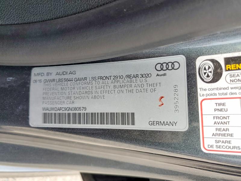 Продажа на аукционе авто 2016 Audi S7, vin: WAUW2AFC9GN080579, номер лота: 68045146