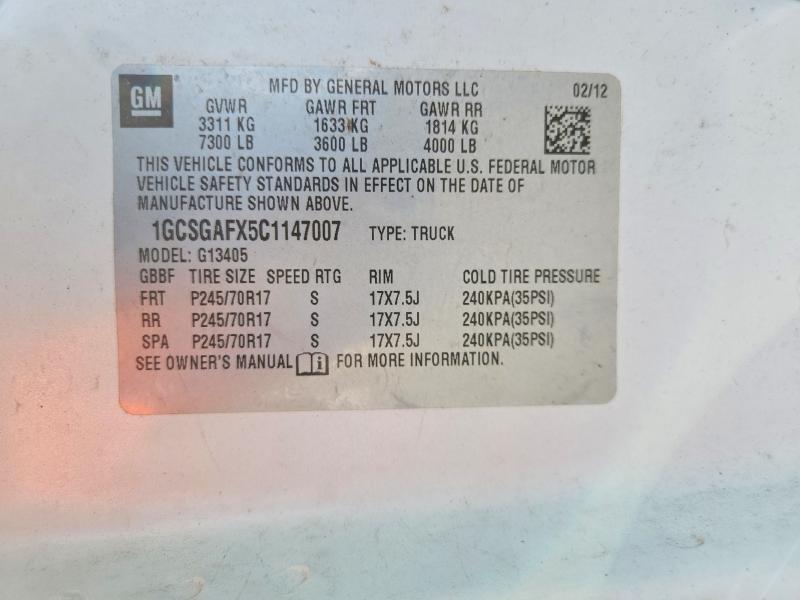 Aukcja sprzedaży 2012 Chevrolet Express G1500, vin: 1GCSGAFX5C1147007, numer aukcji: 69384836