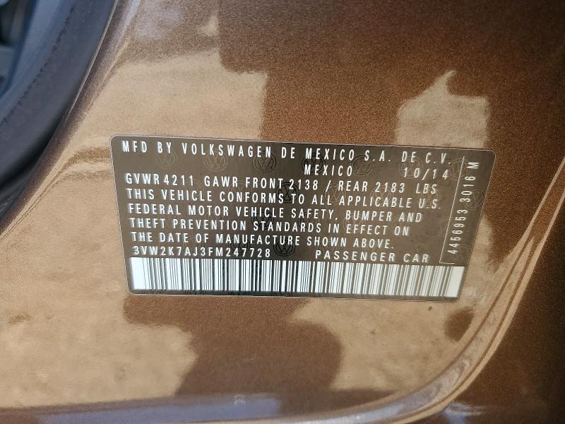 Aukcja sprzedaży 2015 Volkswagen Jetta, vin: 3VW2K7AJ3FM247728, numer aukcji: 66545896