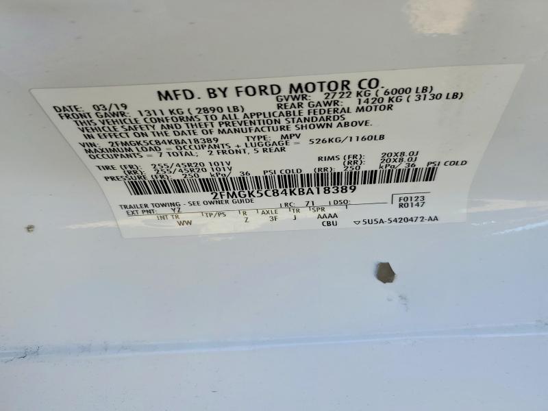 Aukcja sprzedaży 2019 Ford Flex, vin: 2FMGK5C84KBA18389, numer aukcji: 70726896
