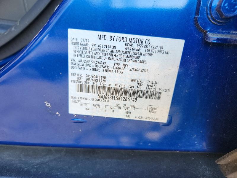 Aukcja sprzedaży 2019 Ford Ecosport, vin: MAJ6S3FL5KC286149, numer aukcji: 68999546