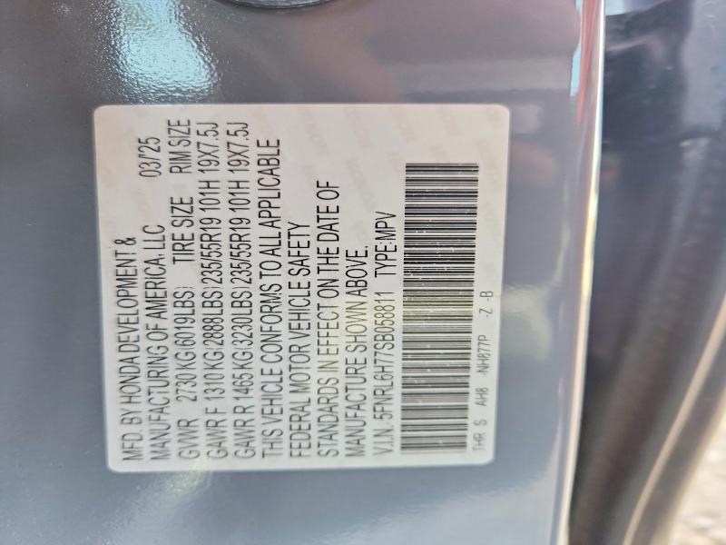 2025 Honda Odyssey მანქანა იყიდება აუქციონზე, vin: 5FNRL6H77SB058811, აუქციონის ნომერი: 69689706