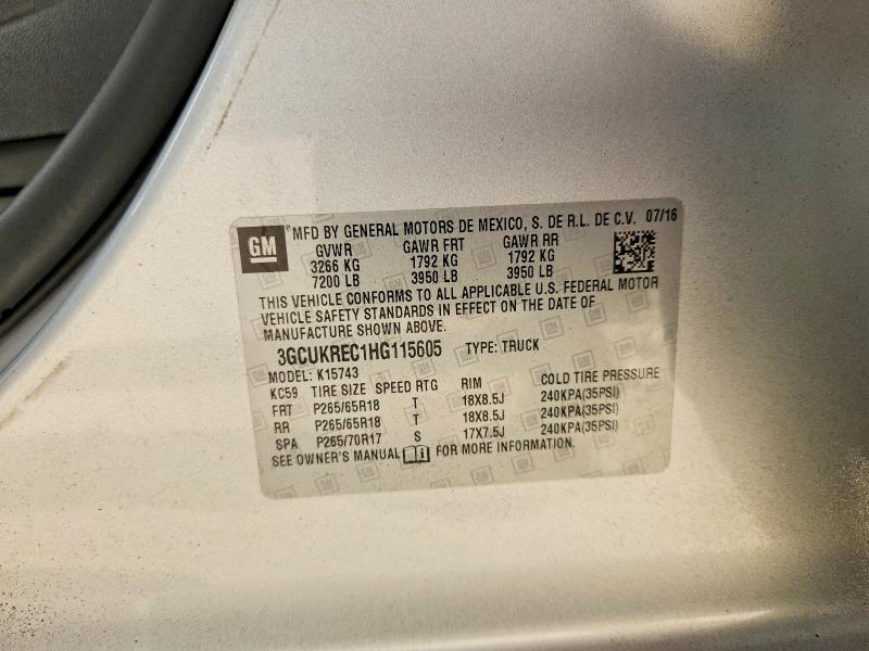 Aukcja sprzedaży 2017 Chevrolet Silverado, vin: 3GCUKREC1HG115605, numer aukcji: 69573336