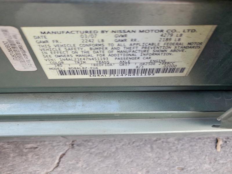 Aukcja sprzedaży 2007 Nissan Altima, vin: 1N4AL21E47N451193, numer aukcji: 70094266
