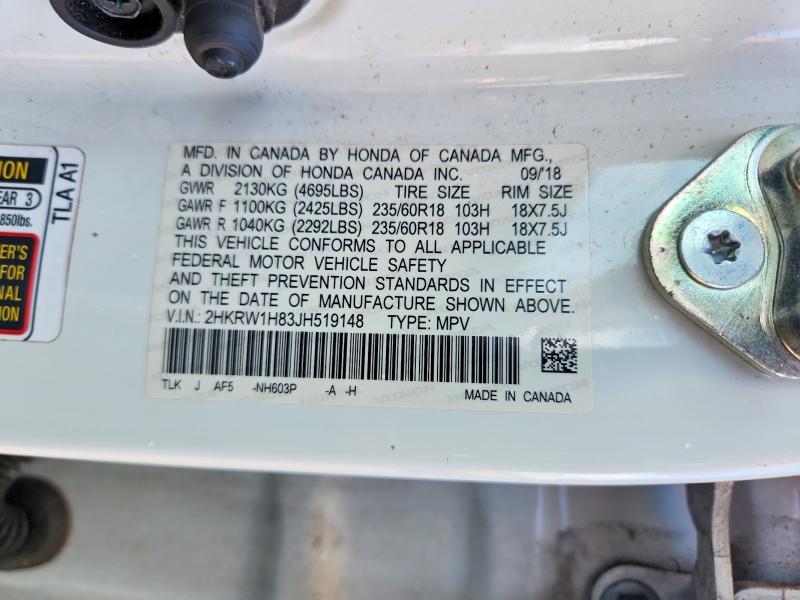 69593716 :رقم المزاد ، 2HKRW1H83JH519148 vin ، 2018 Honda Cr-v مزاد بيع