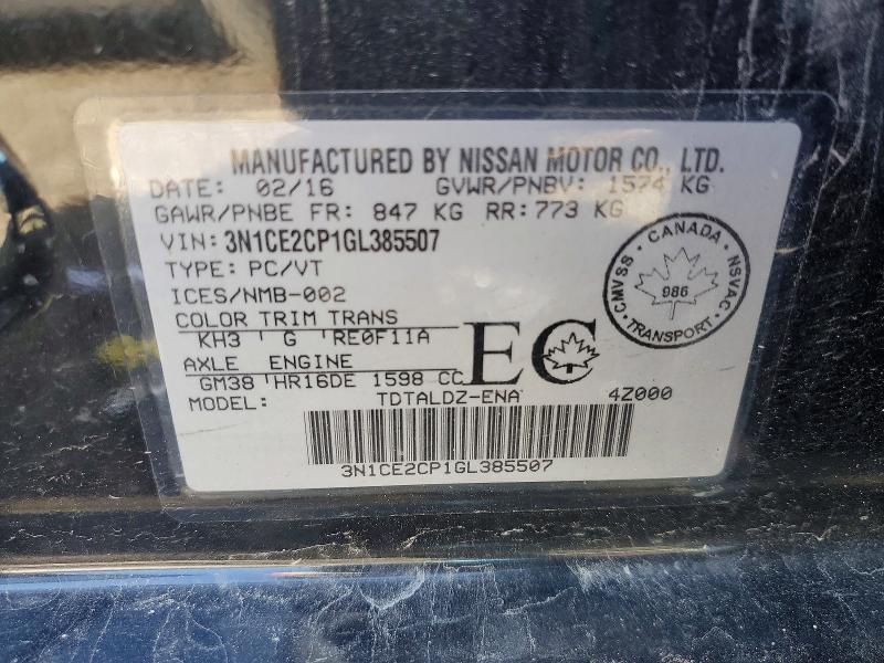 Aukcja sprzedaży 2016 Nissan Versa Note, vin: 3N1CE2CP1GL385507, numer aukcji: 67019966