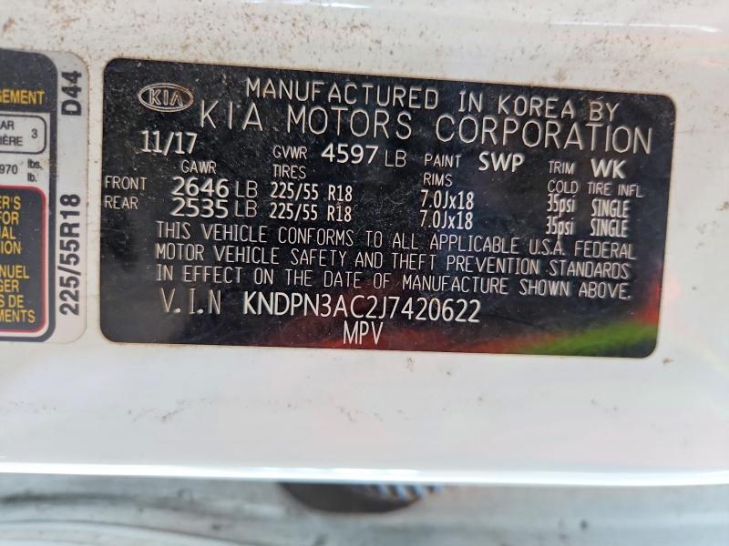 Auction sale of the 2018 Kia Sportage, vin: KNDPN3AC2J7420622, lot number: 67563196