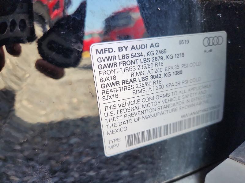 2019 Audi Q5 მანქანა იყიდება აუქციონზე, vin: WA1ANAFY6K2109928, აუქციონის ნომერი: 69377596