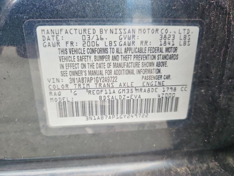 68403036 :رقم المزاد ، 3N1AB7AP1GY249722 vin ، 2016 Nissan Sentra مزاد بيع