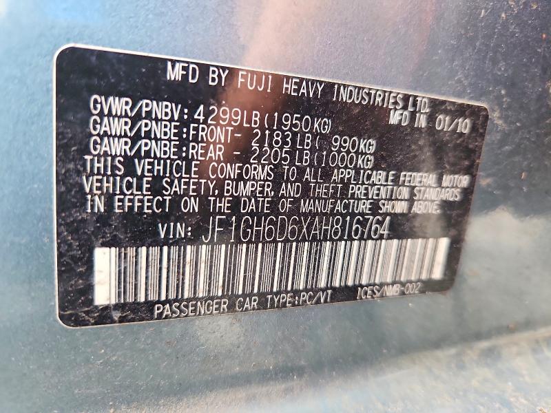 Продажа на аукционе авто 2010 Subaru Impreza, vin: JF1GH6D6XAH816764, номер лота: 66111066