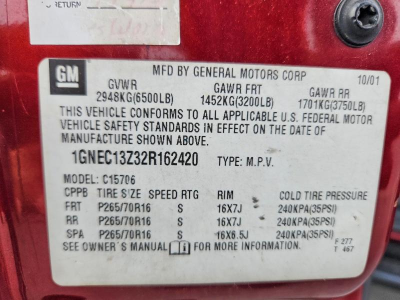Продажа на аукционе авто 2002 Chevrolet Tahoe, vin: 1GNEC13Z32R162420, номер лота: 71261856