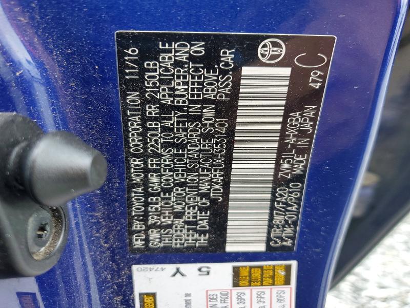 69091506 :رقم المزاد ، JTDKARFUXH3531401 vin ، 2017 Toyota Prius مزاد بيع