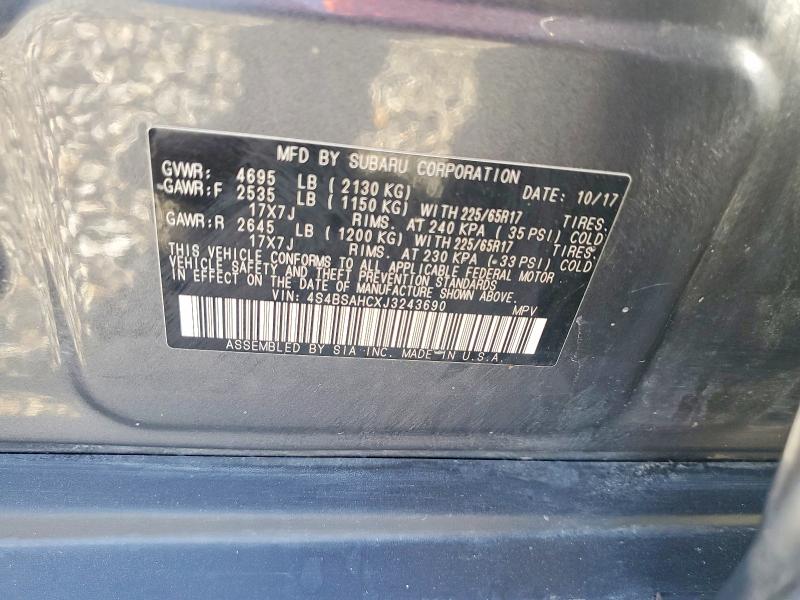 67916536 :رقم المزاد ، 4S4BSAHCXJ3243690 vin ، 2018 Subaru Outback مزاد بيع
