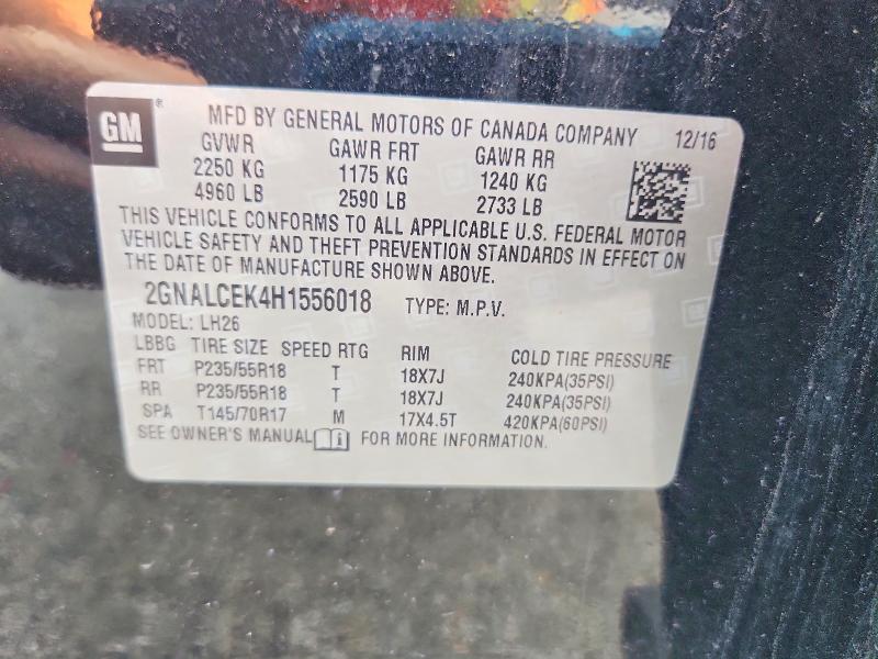 Aukcja sprzedaży 2017 Chevrolet Equinox, vin: 2GNALCEK4H1556018, numer aukcji: 69292336