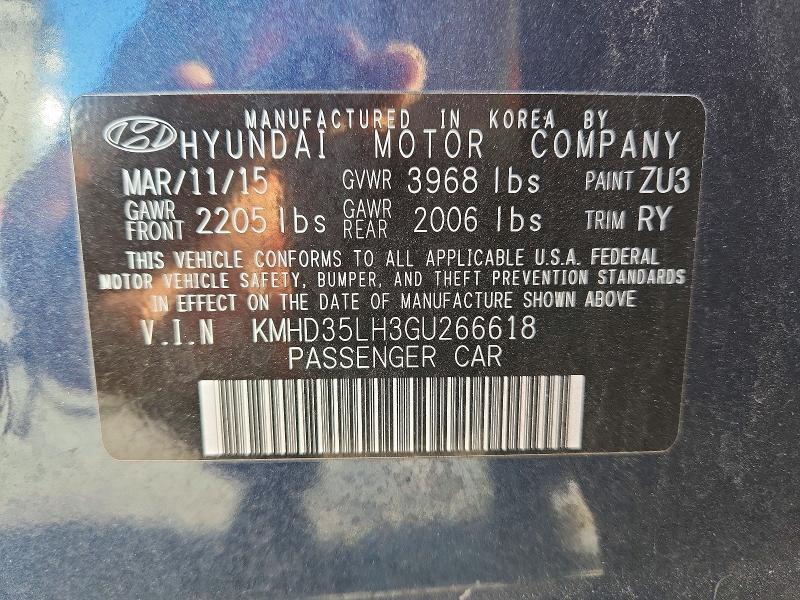 Aukcja sprzedaży 2016 Hyundai Elantra Gt, vin: KMHD35LH3GU266618, numer aukcji: 70993656