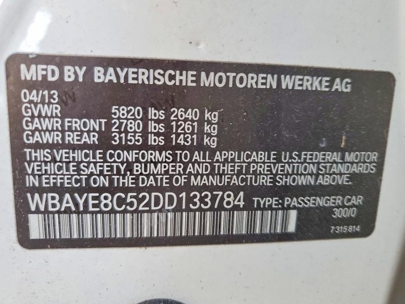 Продажа на аукционе авто 2013 Bmw 750, vin: WBAYE8C52DD133784, номер лота: 70659086