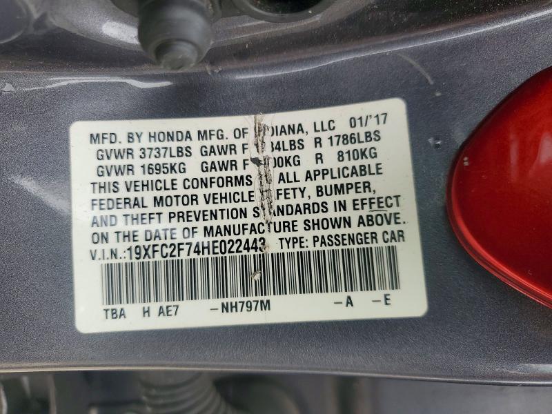69591536 :رقم المزاد ، 19XFC2F74HE022443 vin ، 2017 Honda Civic مزاد بيع