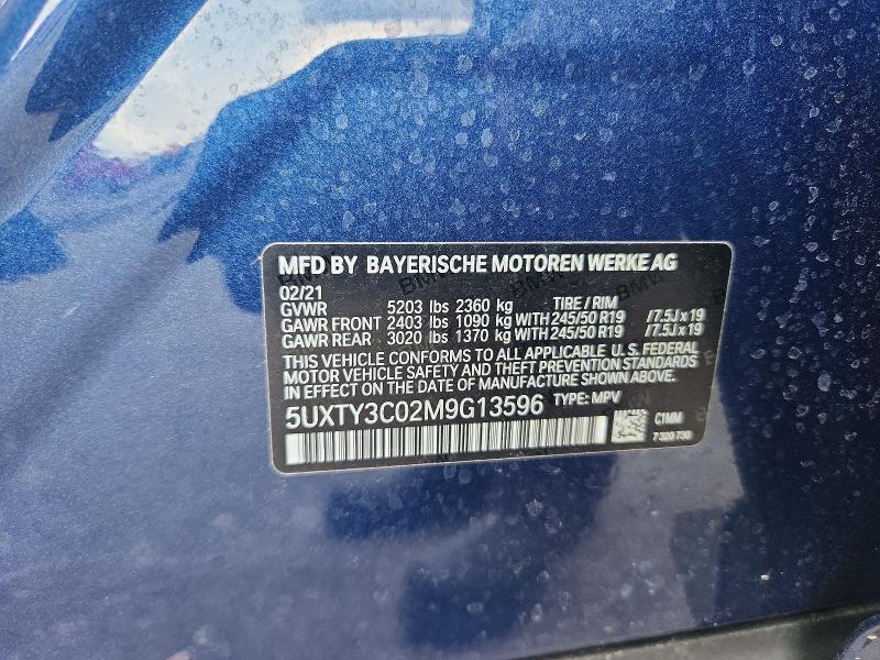 Aukcja sprzedaży 2021 Bmw X3, vin: 5UXTY3C02M9G13596, numer aukcji: 69883226