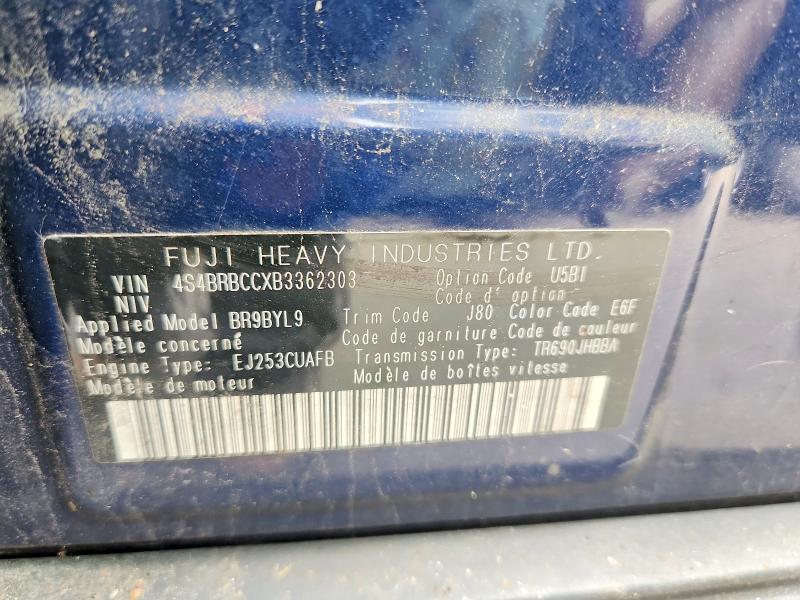 69619636 :رقم المزاد ، 4S4BRBCCXB3362303 vin ، 2011 Subaru Outback مزاد بيع