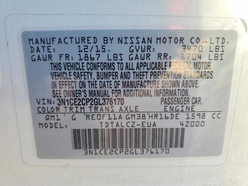 Продажа на аукционе авто 2016 Nissan Versa Note, vin: 3N1CE2CP2GL376170, номер лота: 70884686