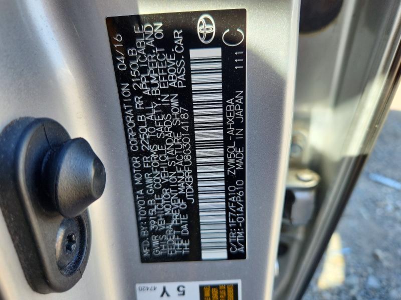 Aukcja sprzedaży 2016 Toyota Prius, vin: JTDKBRFU8G3014187, numer aukcji: 68004636