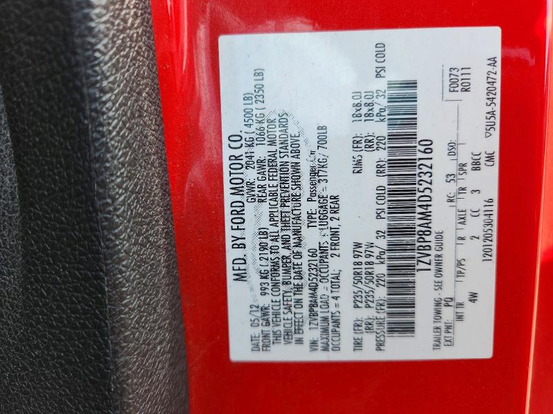 2013 Ford Mustang მანქანა იყიდება აუქციონზე, vin: 1ZVBP8AM4D5232160, აუქციონის ნომერი: 66994776