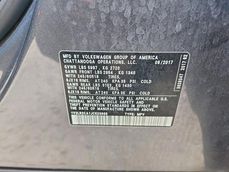 Продажа на аукционе авто 2018 Volkswagen Atlas, vin: 1V2LR2CA1JC523965, номер лота: 67533186