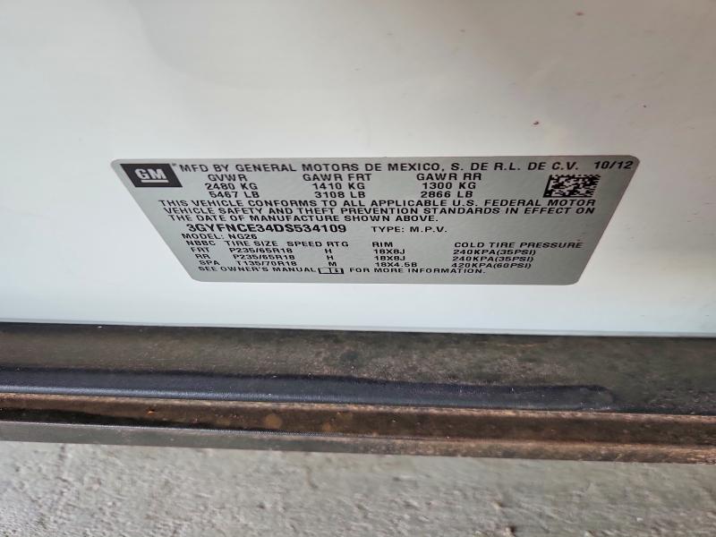 67993216 :رقم المزاد ، 3GYFNCE34DS534109 vin ، 2013 Cadillac Srx مزاد بيع