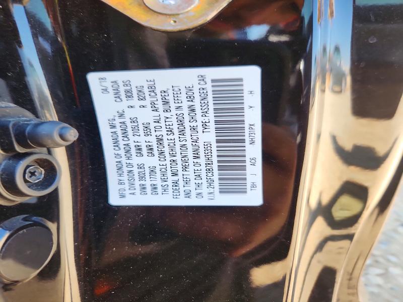 Aukcja sprzedaży 2018 Honda Civic, vin: 2HGFC3B78JH353551        , numer aukcji: 68915606