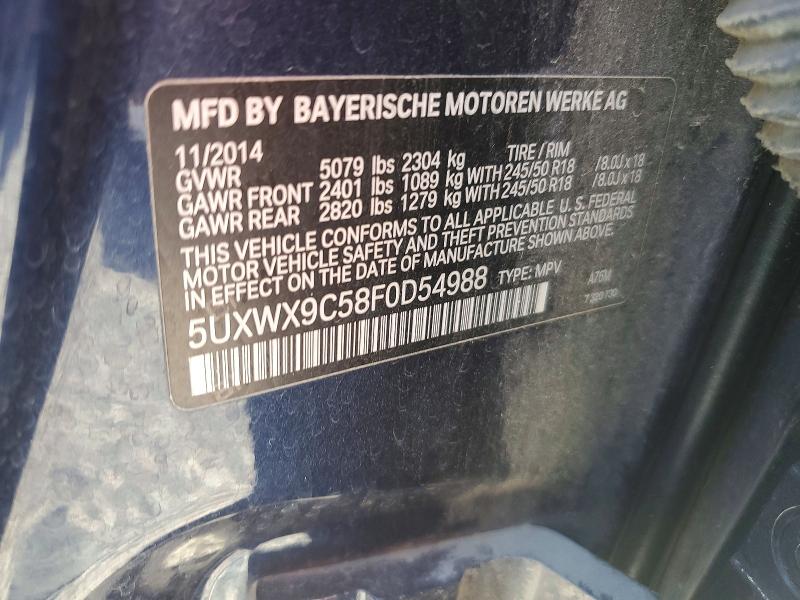 67672576 :رقم المزاد ، 5UXWX9C58F0D54988 vin ، 2015 Bmw X3 مزاد بيع