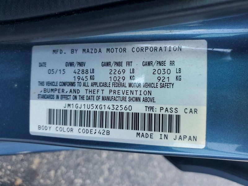 68774416 :رقم المزاد ، JM1GJ1U5XG1432560 vin ، 2016 Mazda Mazda6 مزاد بيع