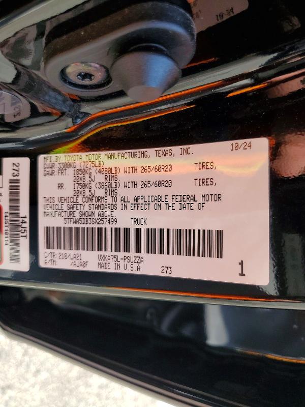 Продажа на аукционе авто 2025 Toyota Tundra, vin: 5TFWA5DB3SX257499, номер лота: 69621156