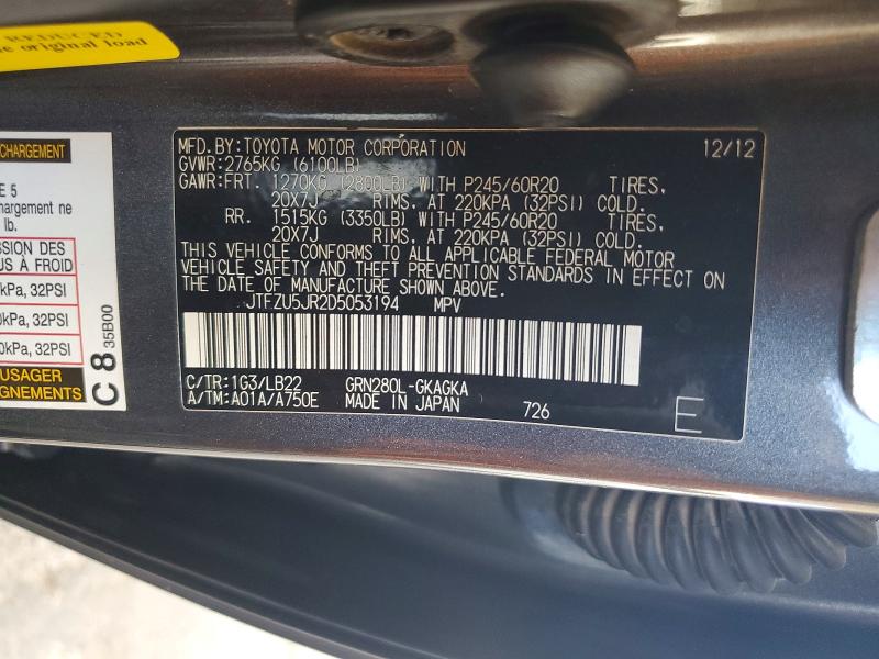 Aukcja sprzedaży 2013 Toyota 4runner, vin: JTEZU5JR2D5053194, numer aukcji: 67452426