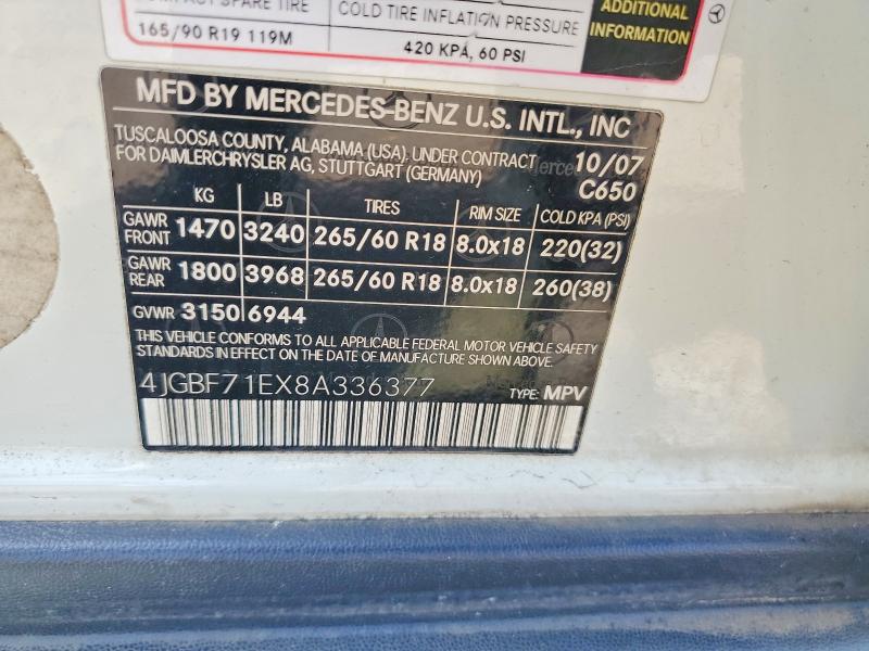 Продаж на аукціоні авто 2008 Mercedes-benz Gl, vin: 4JGBF71EX8A336377, номер лоту: 68372176