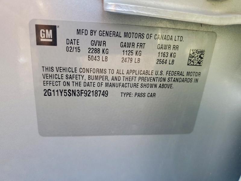 Aukcja sprzedaży 2015 Chevrolet Impala, vin: 2G11Y5SN3F9218749        , numer aukcji: 68886796