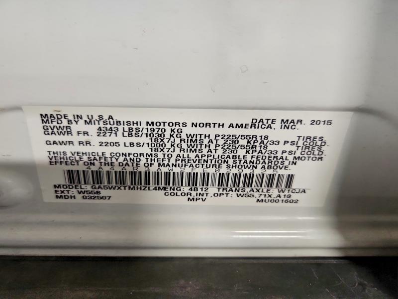 69567166 :رقم المزاد ، 4A4AR3AW2FE029325 vin ، 2015 Mitsubishi Outlander Sport مزاد بيع