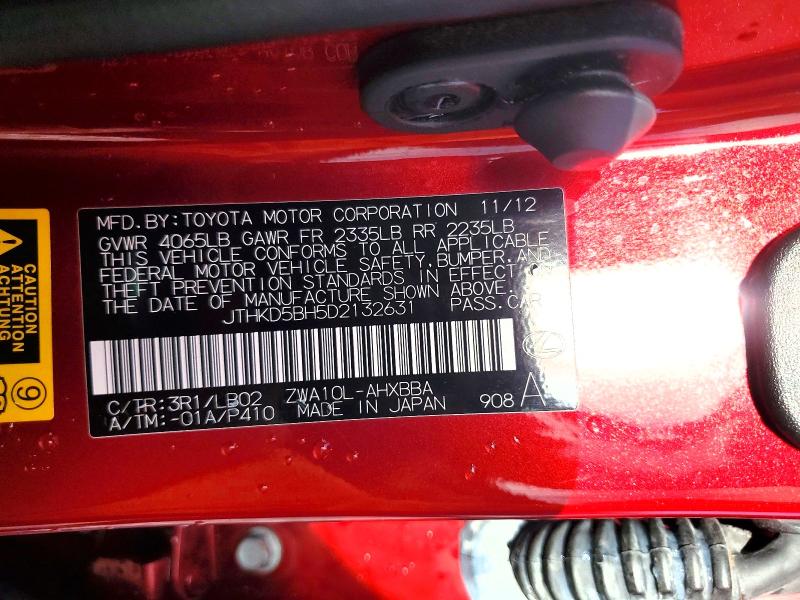 Aukcja sprzedaży 2013 Lexus Ct, vin: JTHKD5BH5D2132631, numer aukcji: 67264386