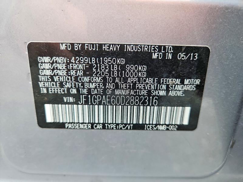 Продаж на аукціоні авто 2013 Subaru Impreza, vin: JF1GPAE60D2882316        , номер лоту: 67915556