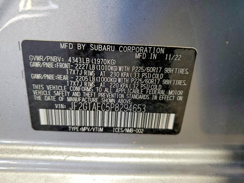 Продаж на аукціоні авто 2023 Subaru Crosstrek, vin: JF2GTAEC5P8294653, номер лоту: 70106856