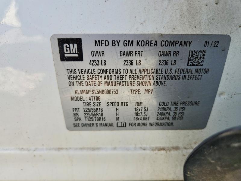 67414386 :رقم المزاد ، KL4MMFSL5NB090753 vin ، 2022 Buick Encore Gx مزاد بيع