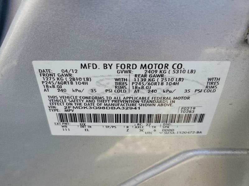 Aukcja sprzedaży 2013 Ford Edge, vin: 2FMDK3G98DBA32941, numer aukcji: 69155026