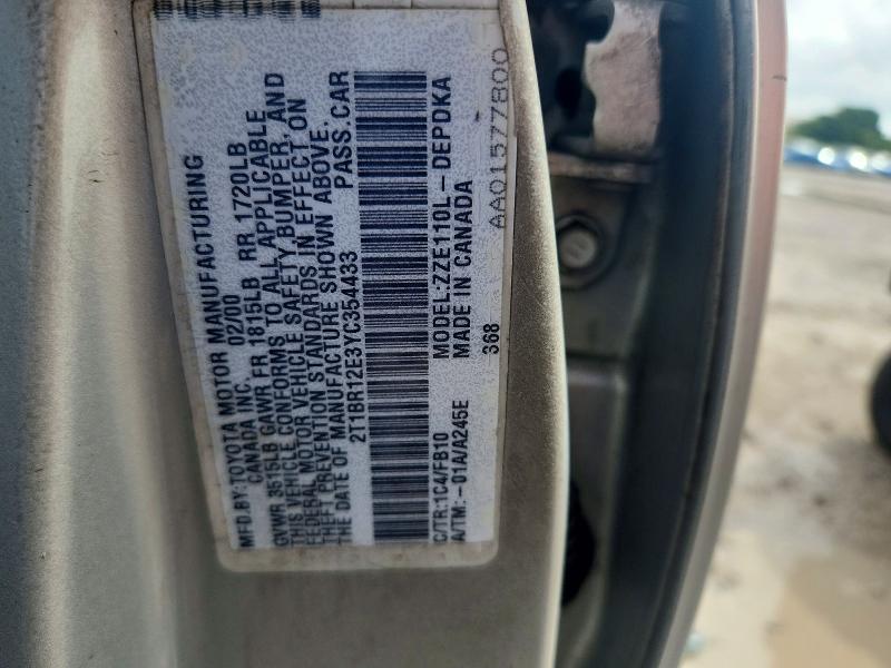 69066866 :رقم المزاد ، 2T1BR12E3YC354433 vin ، 2000 Toyota Corolla مزاد بيع